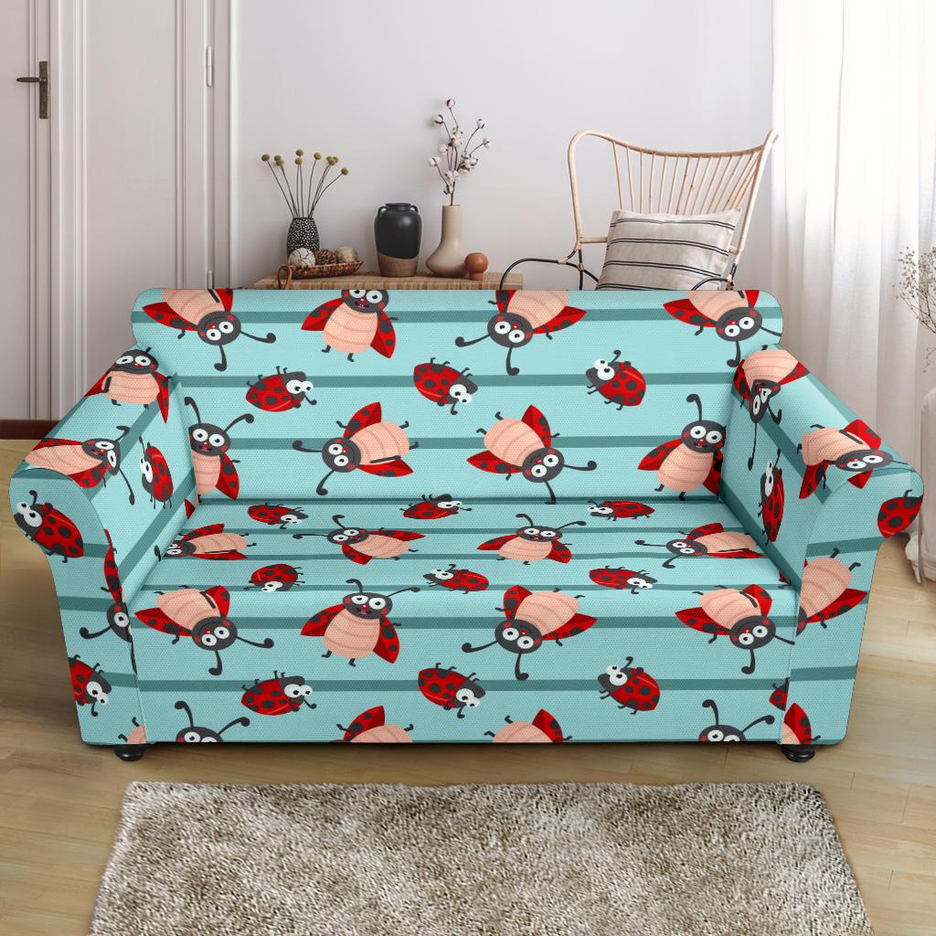 Ladybug Happy Print Pattern Loveseat Slipcover-JTAMIGO.COM