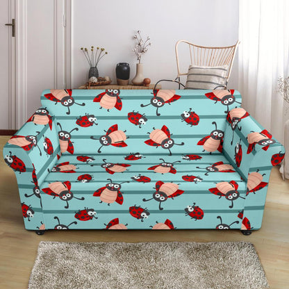 Ladybug Happy Print Pattern Loveseat Slipcover-JTAMIGO.COM