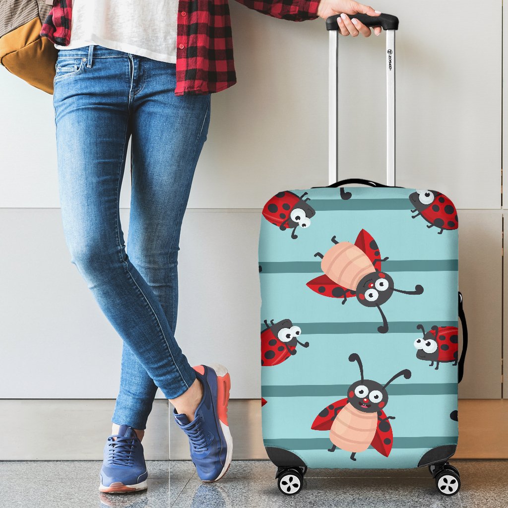 Ladybug Happy Print Pattern Luggage Cover Protector