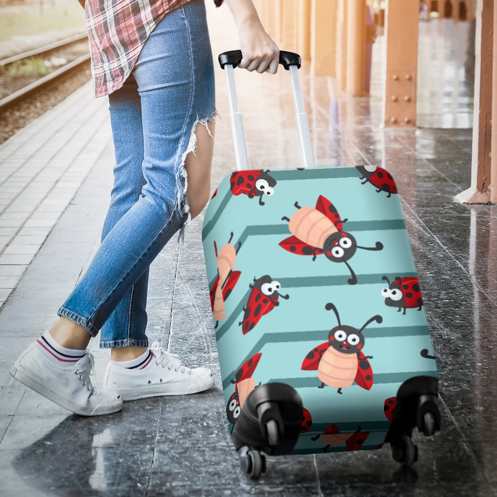 Ladybug Happy Print Pattern Luggage Cover Protector