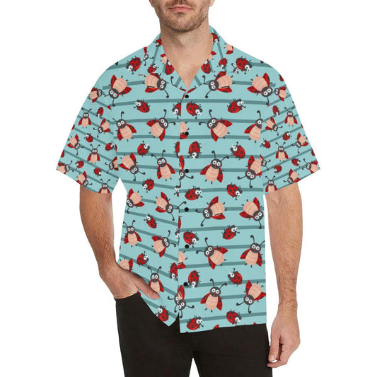 Ladybug Happy Print Pattern Men Aloha Hawaiian Shirt