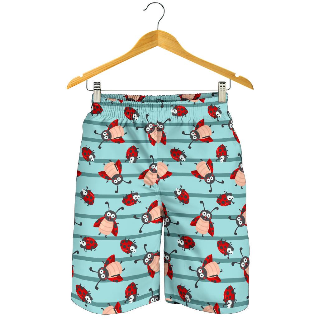 Ladybug Happy Print Pattern Mens Shorts-JTAMIGO.COM