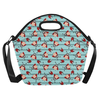Ladybug Happy Print Pattern Neoprene Lunch Bag (Model 1669)(Large)-JTAMIGO.COM