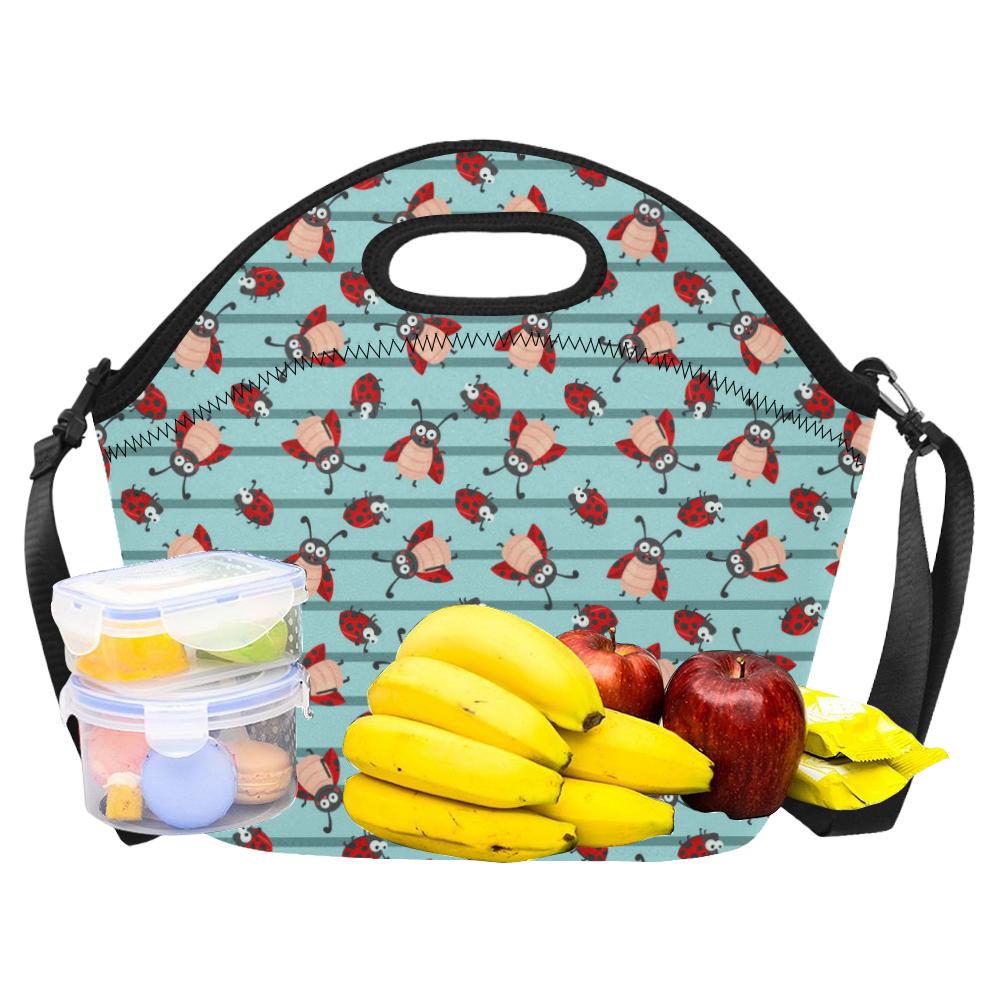 Ladybug Happy Print Pattern Neoprene Lunch Bag (Model 1669)(Large)-JTAMIGO.COM
