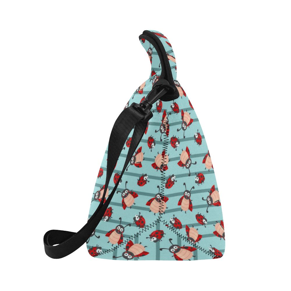 Ladybug Happy Print Pattern Neoprene Lunch Bag (Model 1669)(Large)-JTAMIGO.COM