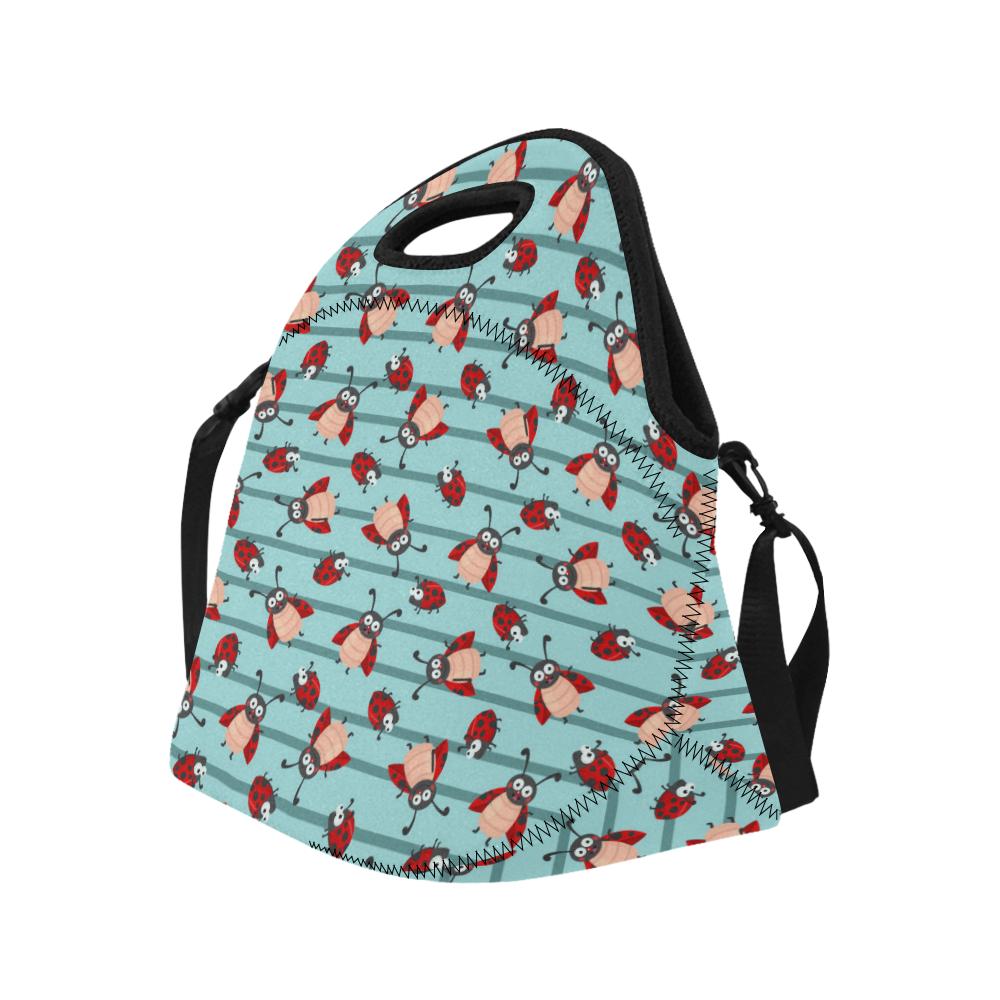 Ladybug Happy Print Pattern Neoprene Lunch Bag (Model 1669)(Large)-JTAMIGO.COM