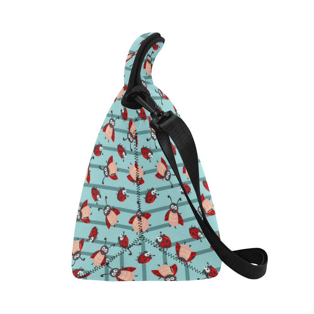 Ladybug Happy Print Pattern Neoprene Lunch Bag (Model 1669)(Large)-JTAMIGO.COM
