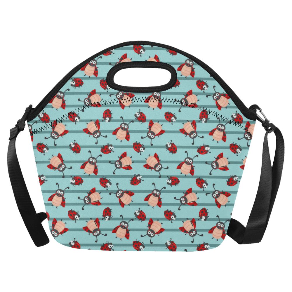 Ladybug Happy Print Pattern Neoprene Lunch Bag (Model 1669)(Large)-JTAMIGO.COM