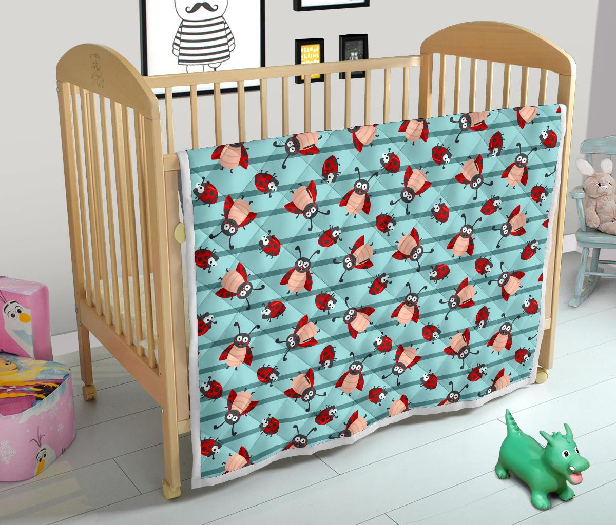 Ladybug Happy Print Pattern Premium Quilt-JTAMIGO.COM