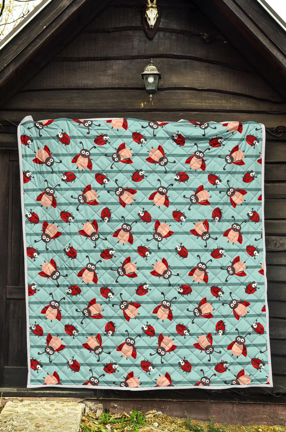 Ladybug Happy Print Pattern Premium Quilt-JTAMIGO.COM