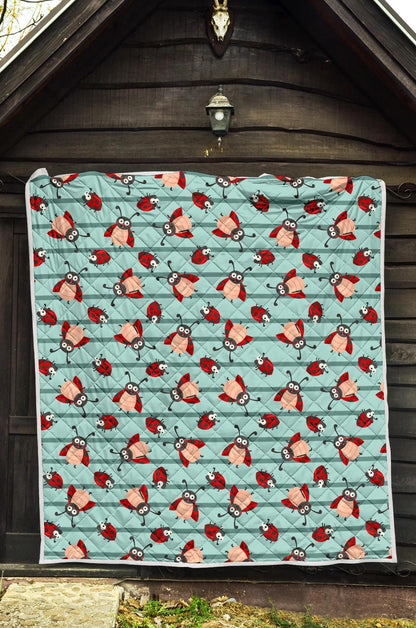 Ladybug Happy Print Pattern Premium Quilt-JTAMIGO.COM