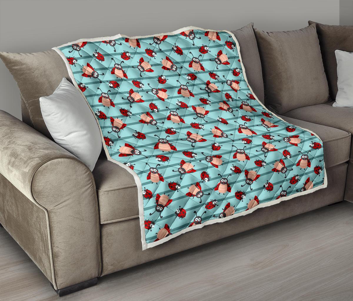 Ladybug Happy Print Pattern Premium Quilt-JTAMIGO.COM