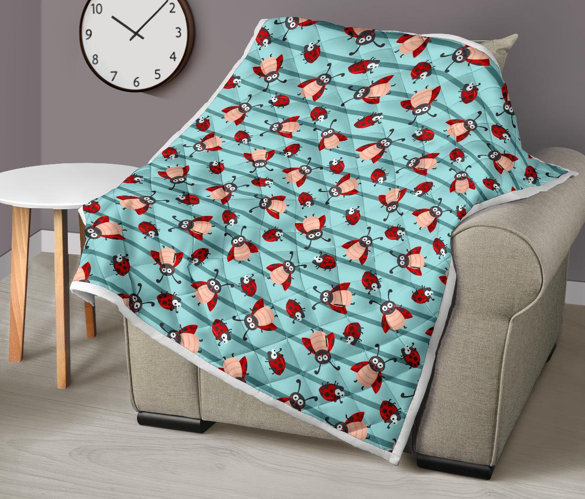 Ladybug Happy Print Pattern Premium Quilt-JTAMIGO.COM