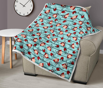Ladybug Happy Print Pattern Premium Quilt-JTAMIGO.COM