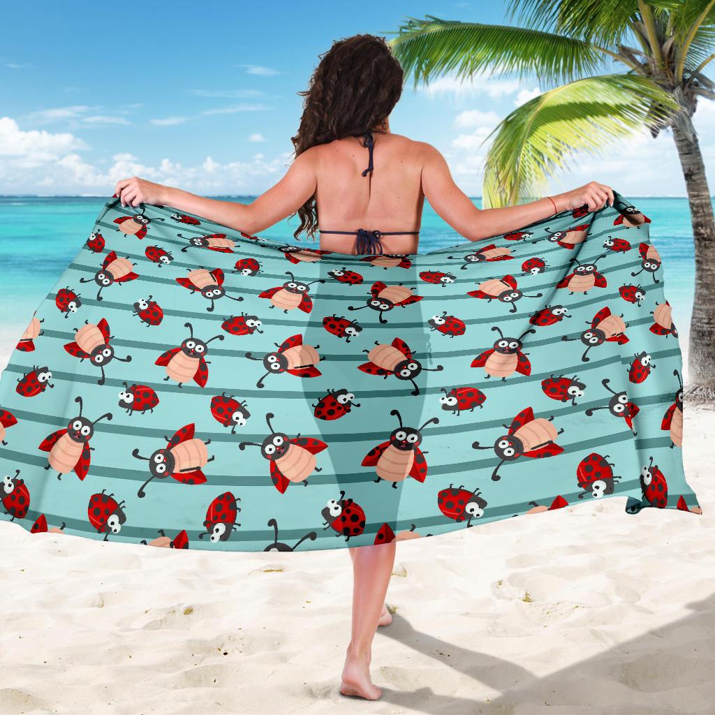 Ladybug Happy Print Pattern Sarong Pareo Wrap