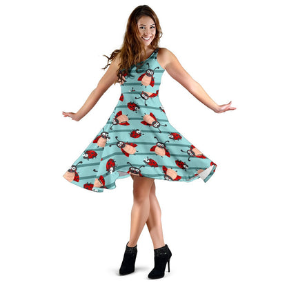 Ladybug Happy Print Pattern Sleeveless Dress