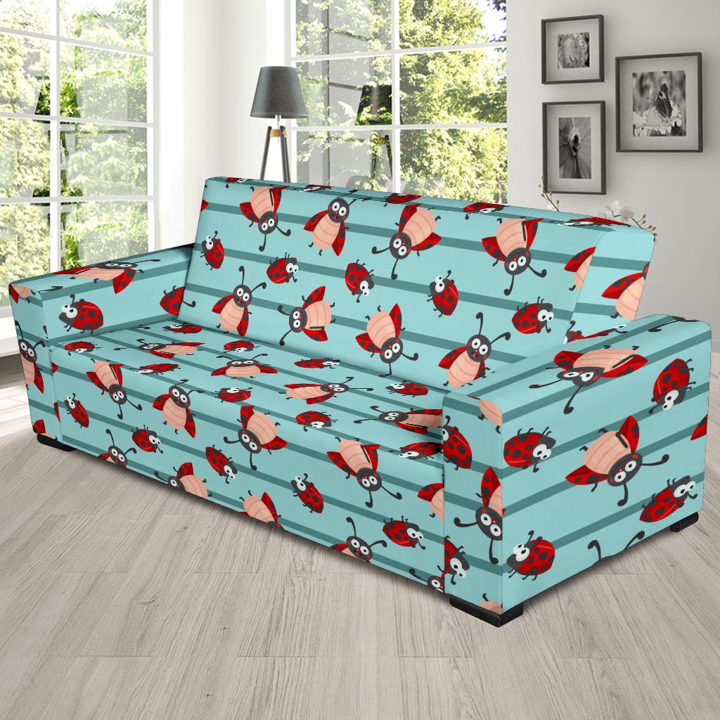 Ladybug Happy Print Pattern Sofa Slipcover-JTAMIGO.COM