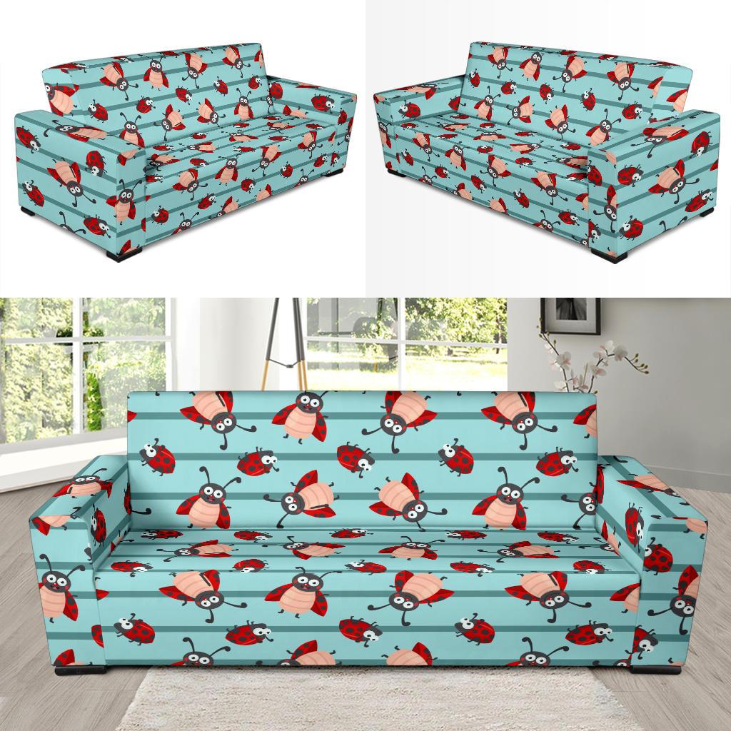 Ladybug Happy Print Pattern Sofa Slipcover-JTAMIGO.COM