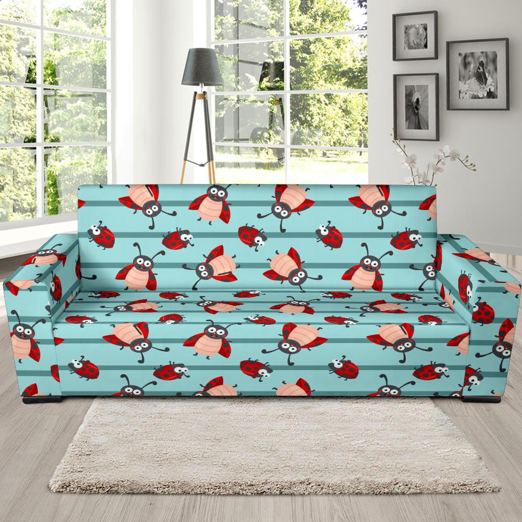 Ladybug Happy Print Pattern Sofa Slipcover-JTAMIGO.COM