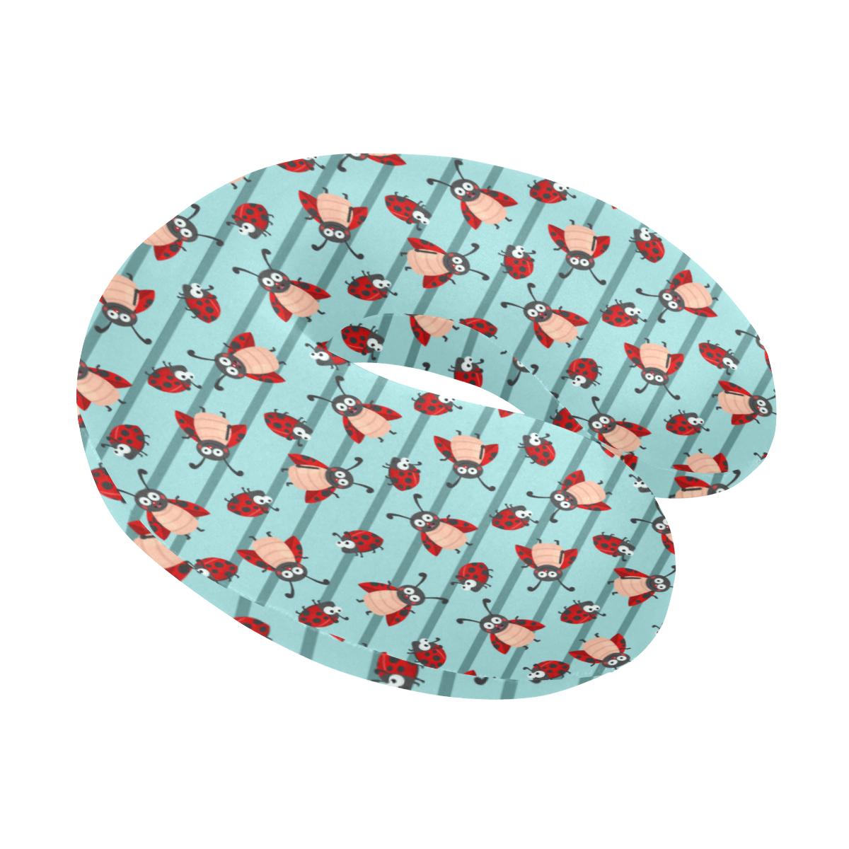 Ladybug Happy Print Pattern U-Shaped Travel Neck Pillow-JTAMIGO.COM