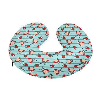 Ladybug Happy Print Pattern U-Shaped Travel Neck Pillow-JTAMIGO.COM