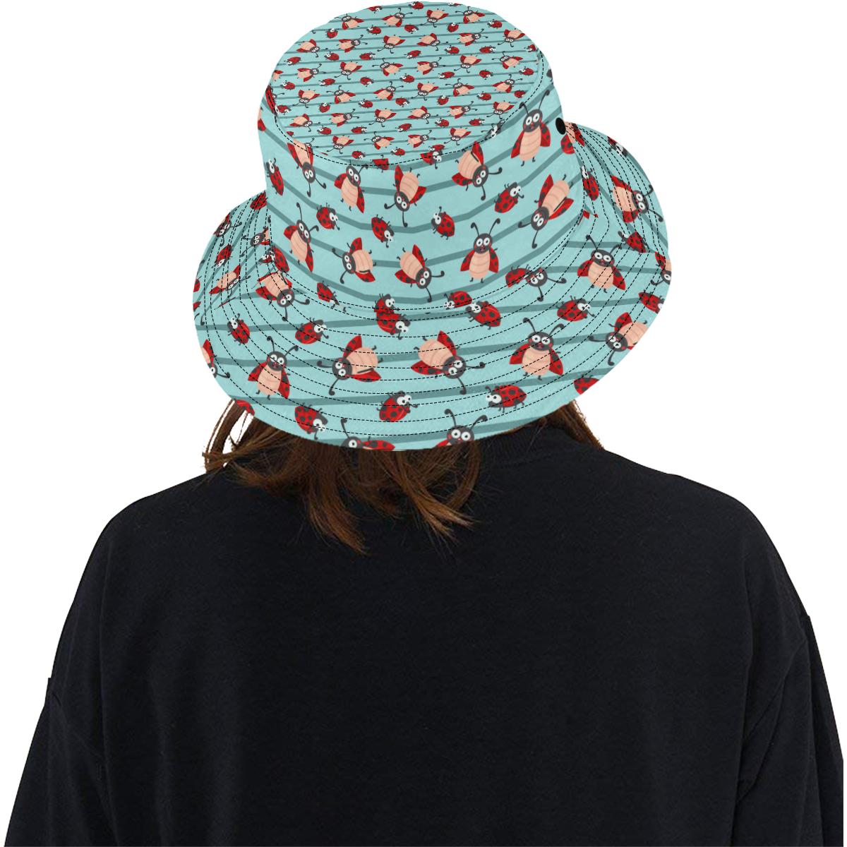 Ladybug Happy Print Pattern Unisex Bucket Hat