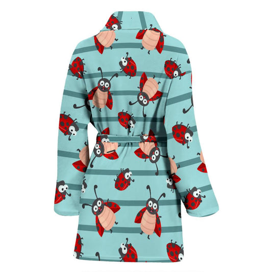 Ladybug Happy Print Pattern Women Bath Robe-JTAMIGO.COM