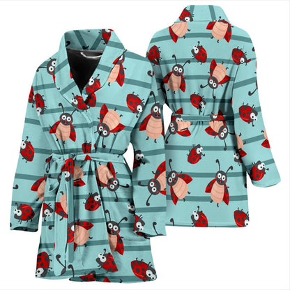 Ladybug Happy Print Pattern Women Bath Robe-JTAMIGO.COM