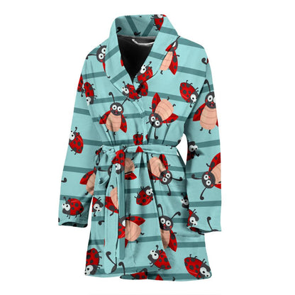 Ladybug Happy Print Pattern Women Bath Robe-JTAMIGO.COM