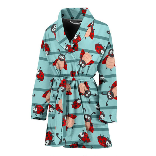 Ladybug Happy Print Pattern Women Bath Robe-JTAMIGO.COM