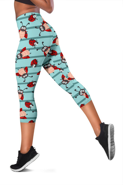 Ladybug Happy Print Pattern Women Capris