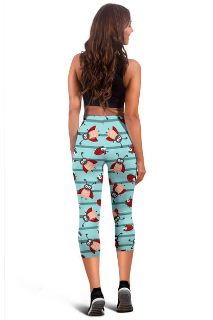 Ladybug Happy Print Pattern Women Capris