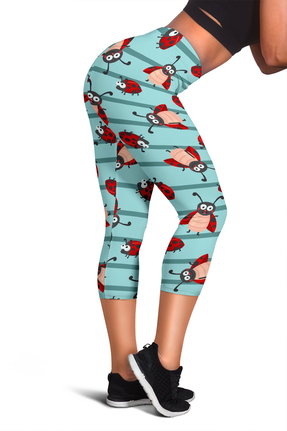 Ladybug Happy Print Pattern Women Capris