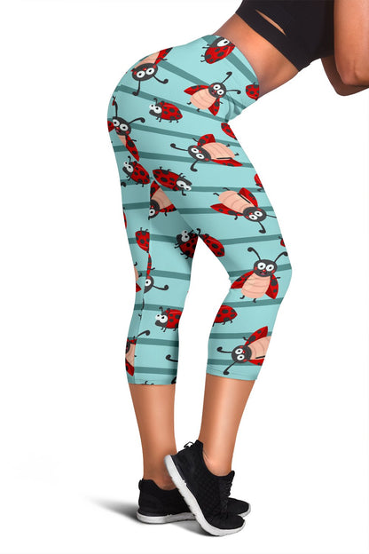 Ladybug Happy Print Pattern Women Capris