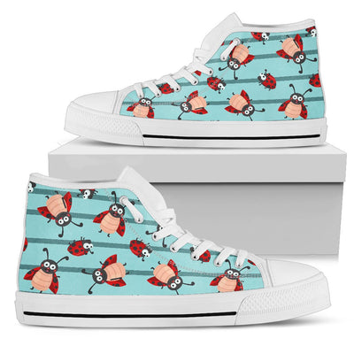 Ladybug Happy Print Pattern Women High Top Shoes