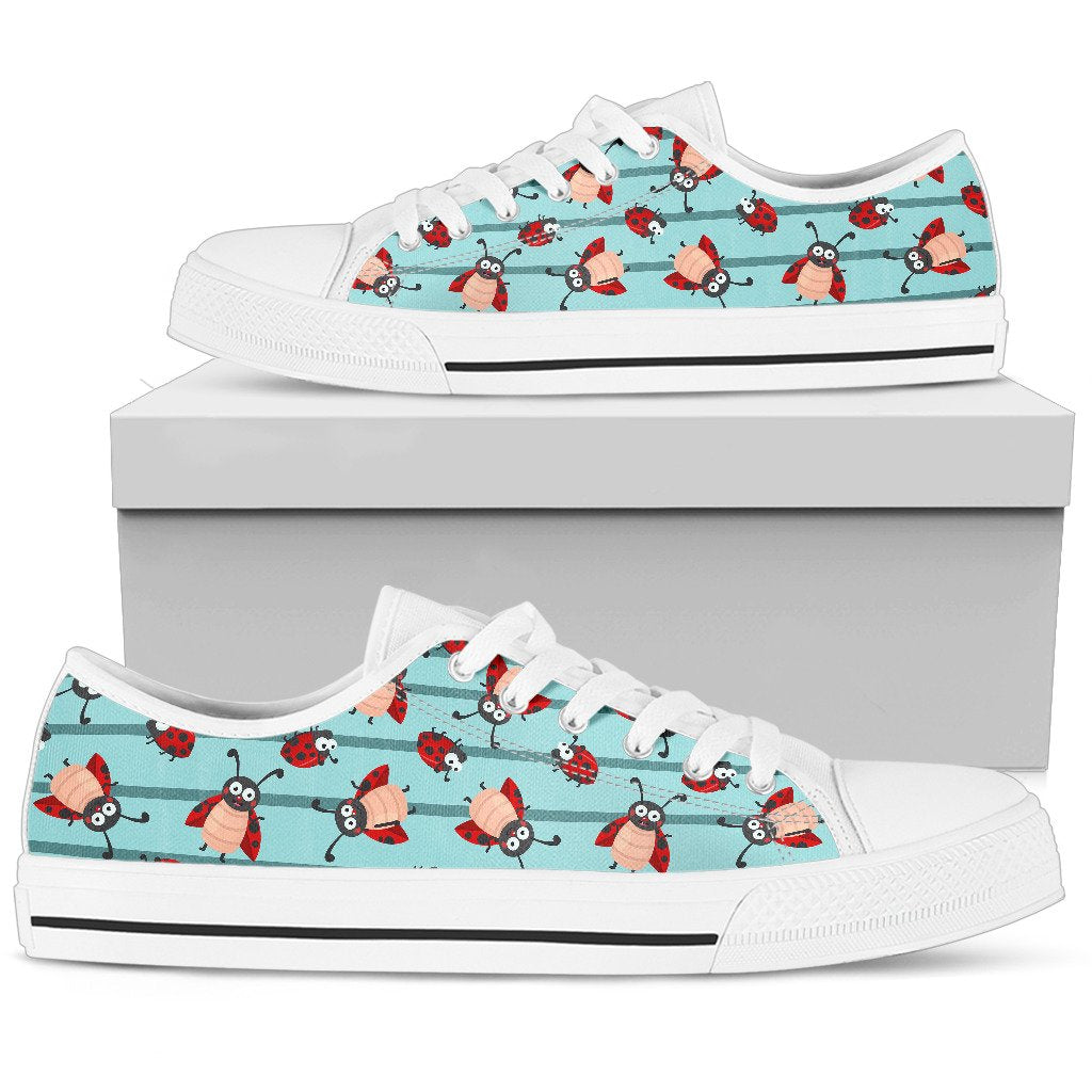 Ladybug Happy Print Pattern Women Low Top Shoes