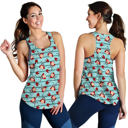Ladybug Happy Print Pattern Women Racerback Tank Top