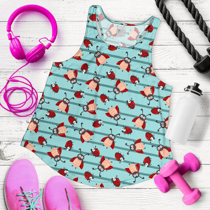 Ladybug Happy Print Pattern Women Racerback Tank Top