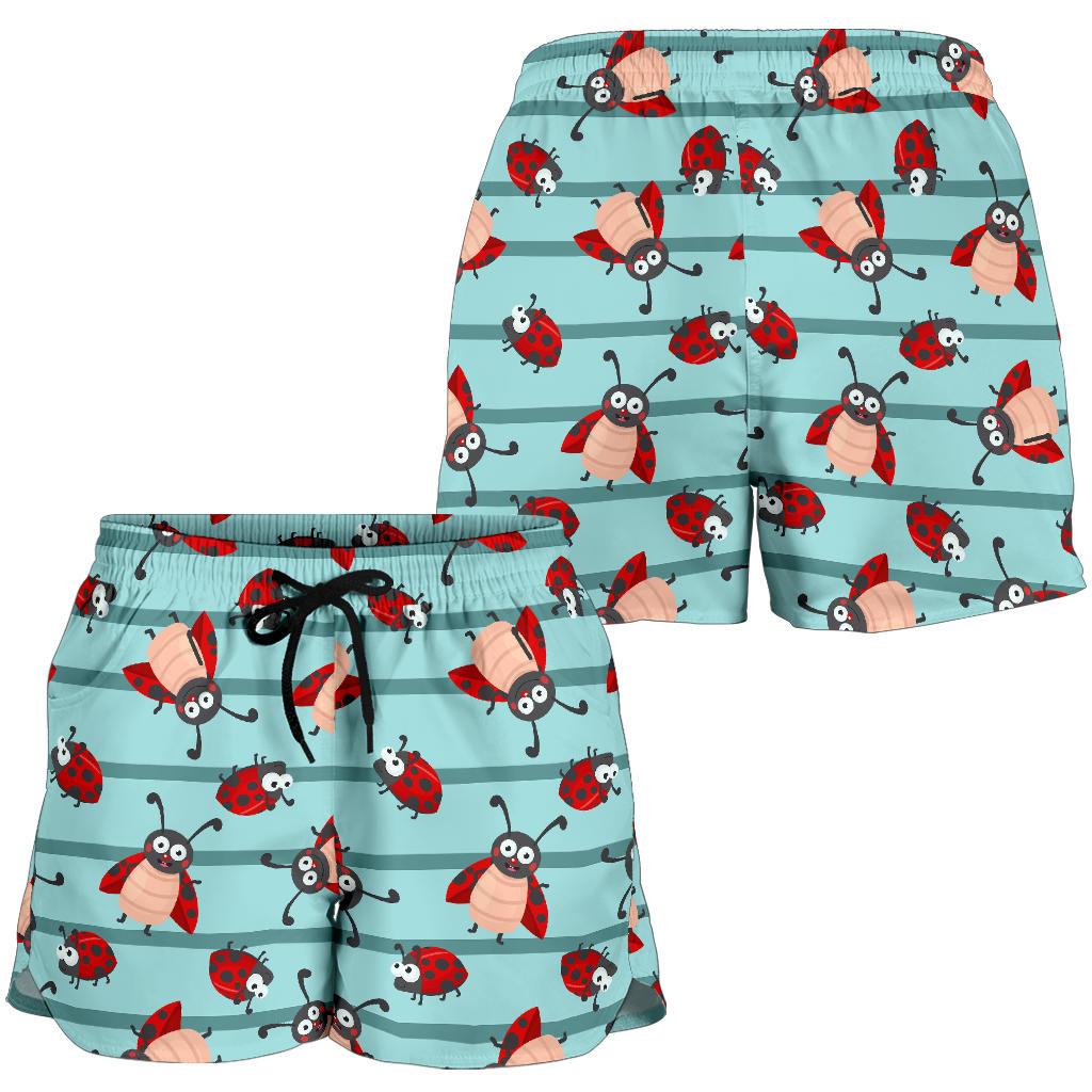 Ladybug Happy Print Pattern Women Shorts-JTAMIGO.COM