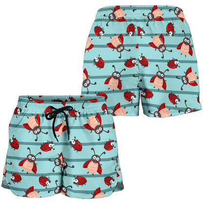 Ladybug Happy Print Pattern Women Shorts-JTAMIGO.COM