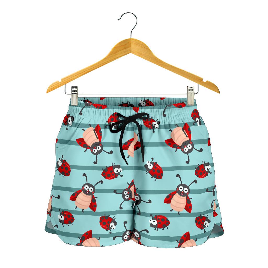 Ladybug Happy Print Pattern Women Shorts-JTAMIGO.COM