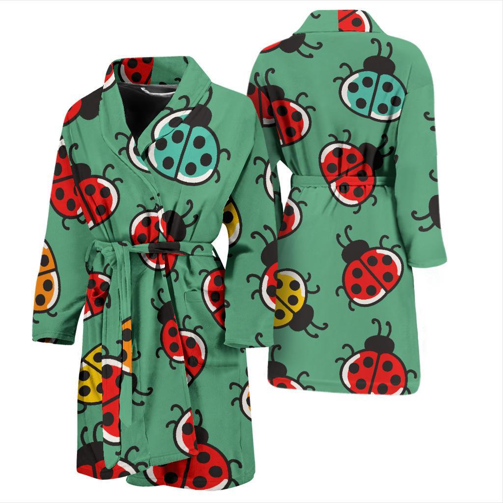 Ladybug Pattern Print Design 02 Men Bathrobe-JORJUNE.COM