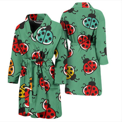 Ladybug Pattern Print Design 02 Men Bathrobe-JORJUNE.COM