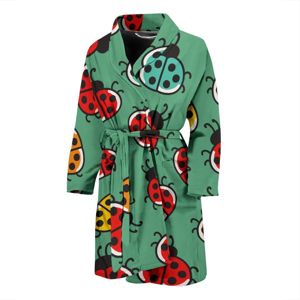 Ladybug Pattern Print Design 02 Men Bathrobe-JORJUNE.COM