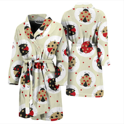 Ladybug Pattern Print Design 03 Men Bathrobe-JORJUNE.COM