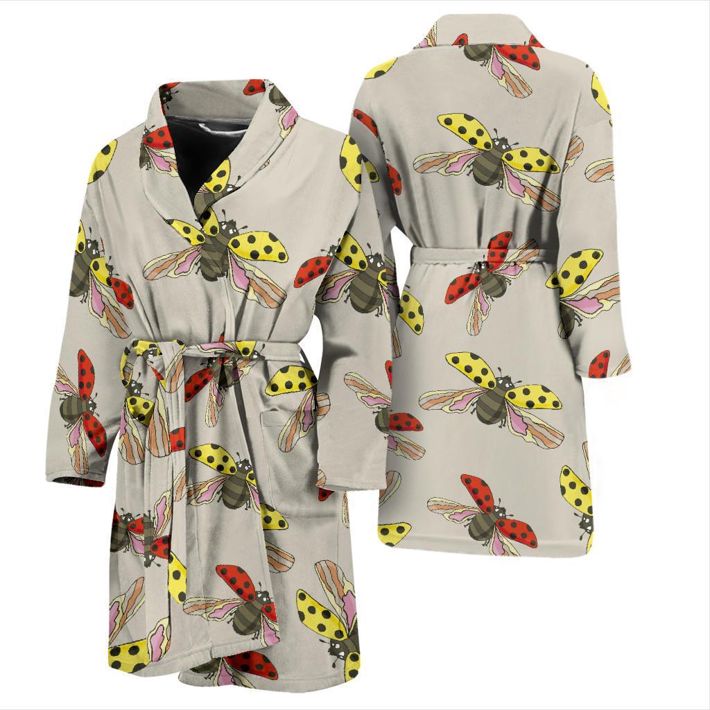 Ladybug Pattern Print Design 04 Men Bathrobe-JORJUNE.COM