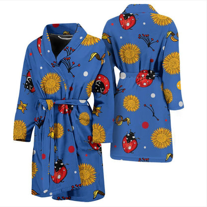 Ladybug Pattern Print Design 05 Men Bathrobe-JORJUNE.COM