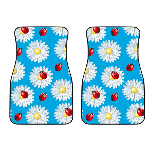 Ladybug with Daisy Themed Print Pattern Car Floor Mats