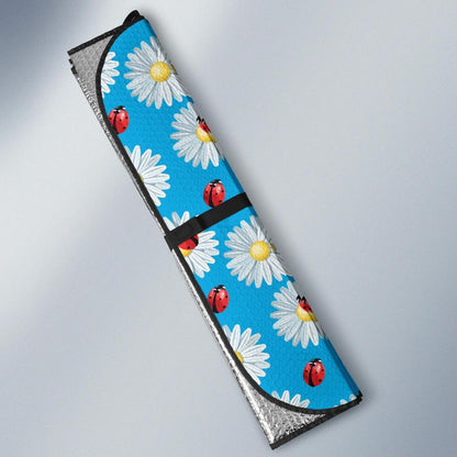 Ladybug with Daisy Themed Print Pattern Car Sun Shade For Windshield