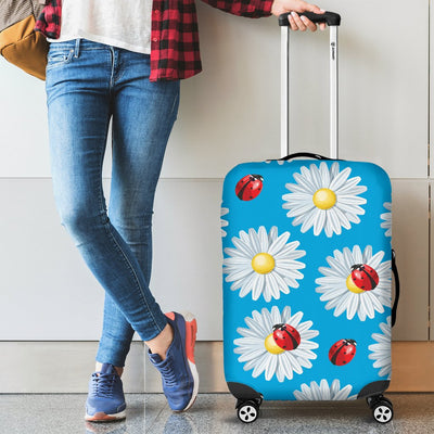 Ladybug With Daisy Themed Print Pattern Luggage Cover Protector
